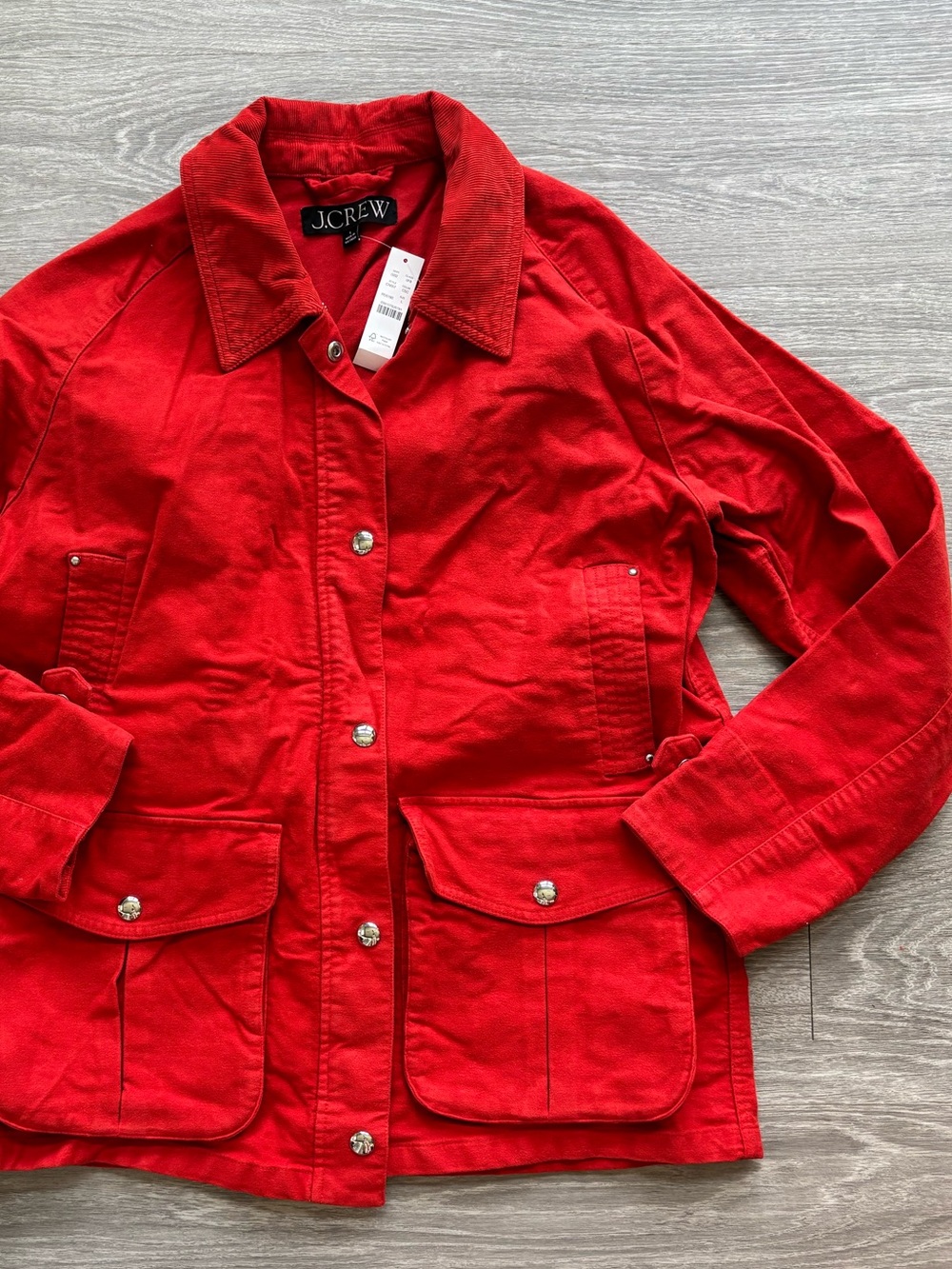 J. Crew Bright Red Utility Jacket with Front Pockets